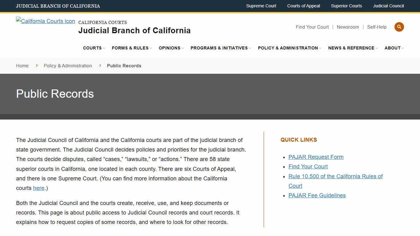 Public Records | Judicial Branch of California