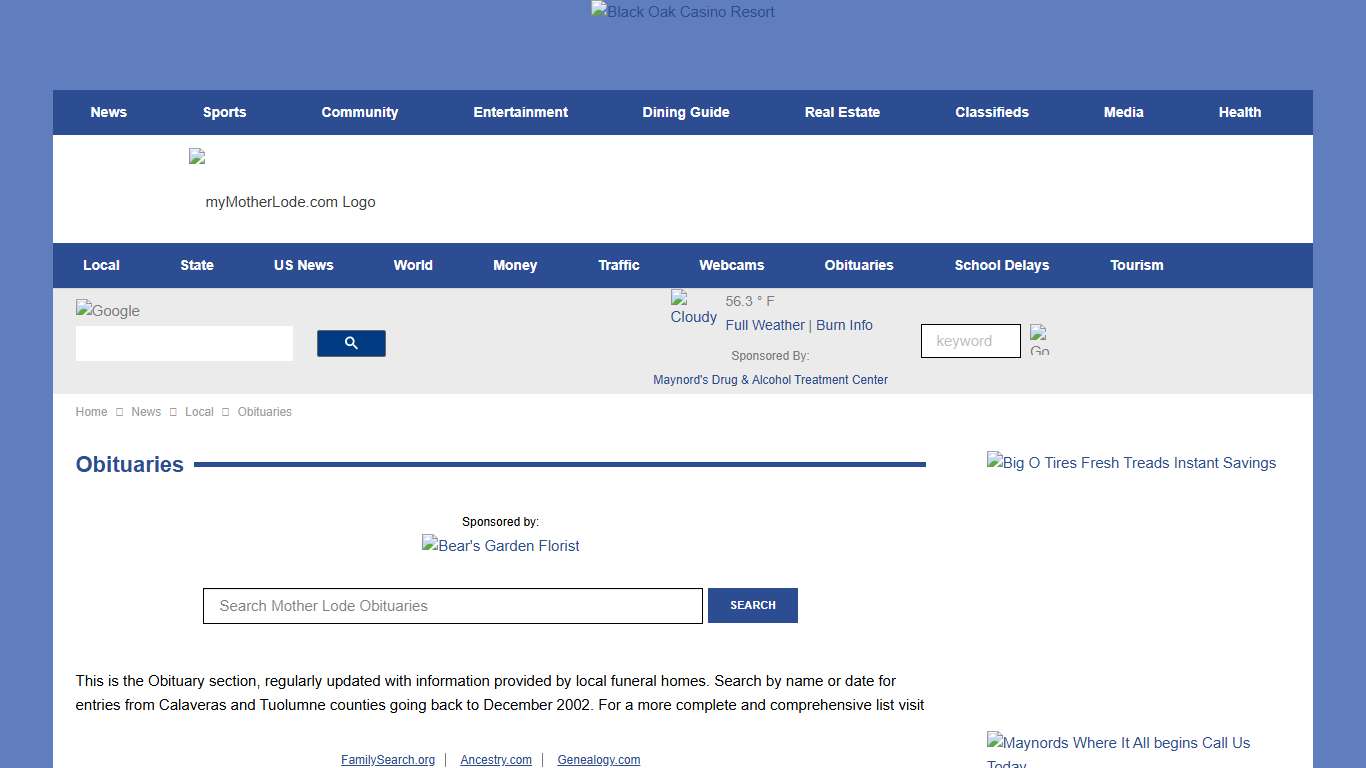 Obituaries for Sonora and Tuolumne County - myMotherLode.com